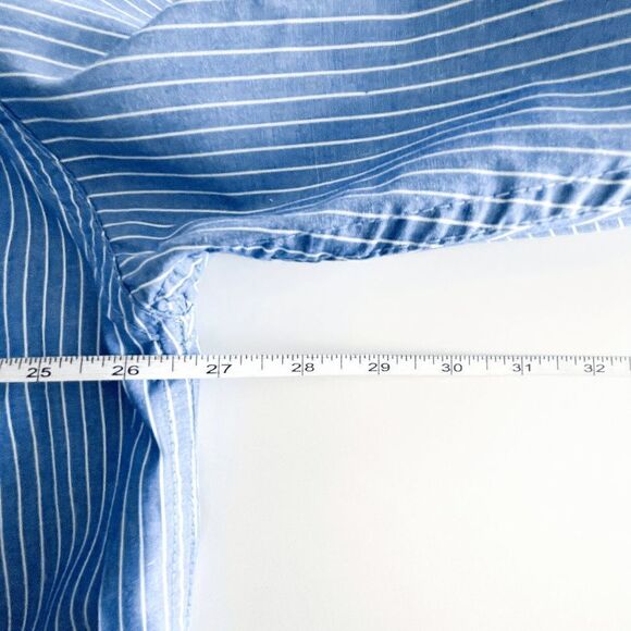 Timber Creek by Wrangler Mens Dress Shirt Pinstripes Long Sleeve Blue XL - Picture 4 of 8